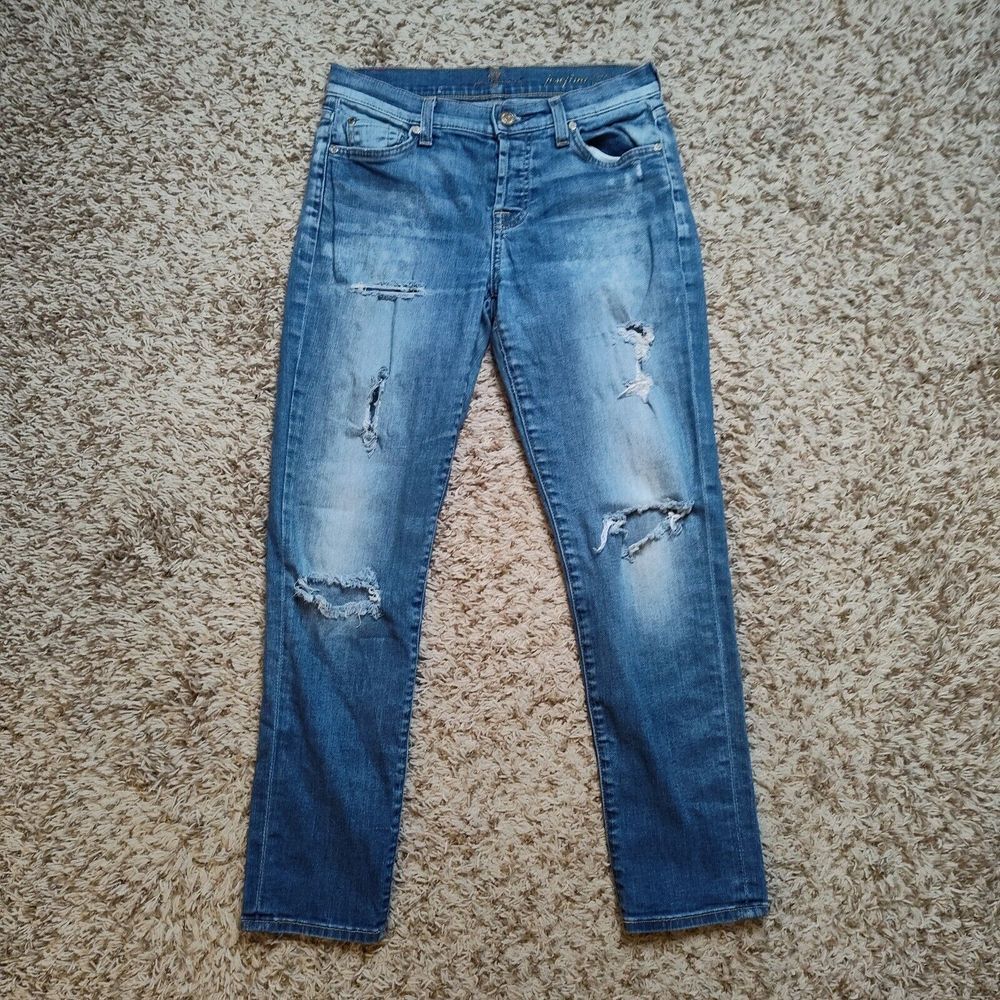 7 For All Mankind Josefina Skinny Boyfriend Women Sz 24 Stretch Jeans - Picture 2 of 12